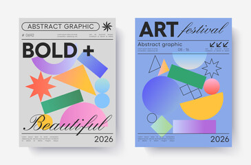 Wall Mural - Abstract geometric art posters.Vector illustrations with bold dynamic shapes and modern typography.Artistic banner templates for prints,exhibitions,banners,ad,covers,branding,annual