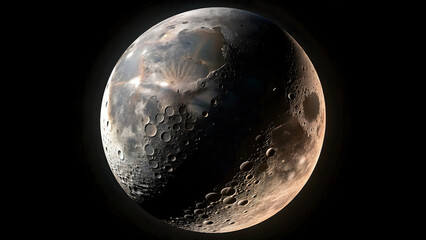 Wall Mural - Thin crescent moon with many details of lunar surface