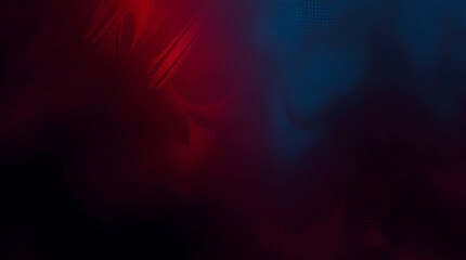 A dark abstract background with a gradient of red and blue creates a dramatic and mysterious effect