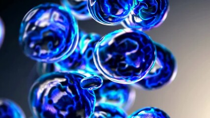 Wall Mural - vivid blue liquid bubbles swirl in dynamic abstract motion
