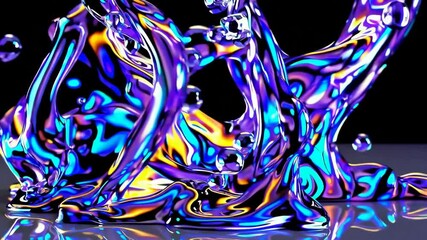 Wall Mural - vivid neon liquid waves ripple in mesmerizing slow motion dance