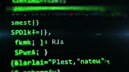 Blurred Green Code Lines on Dark Background Illustrating Digital Technology Cybersecurity and Programming Concepts