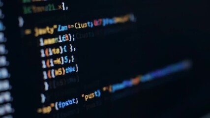 Complex Source Code Displayed On Computer Screen With Colored Syntax Highlighting For Software Development And