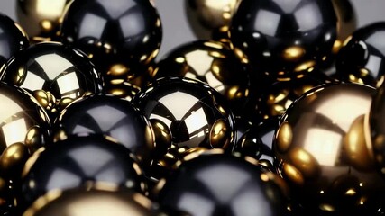 Wall Mural - shiny metallic spheres moving and reflecting light in a captivating dance