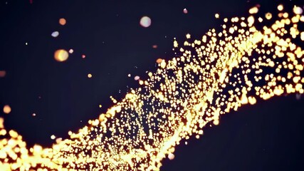 Wall Mural - mesmerizing golden particle wave in dynamic motion sparkles against dark background