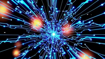 Wall Mural - dynamic neon energy burst with vibrant light trails and electric sparks