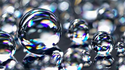 Wall Mural - captivating iridescent bubble movement with reflective surfaces in colorful abstract background