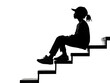© Muddasar - Silhouette of a young Black girl sitting on steps, reflecting, in a calm and contemplative atmosphere.
