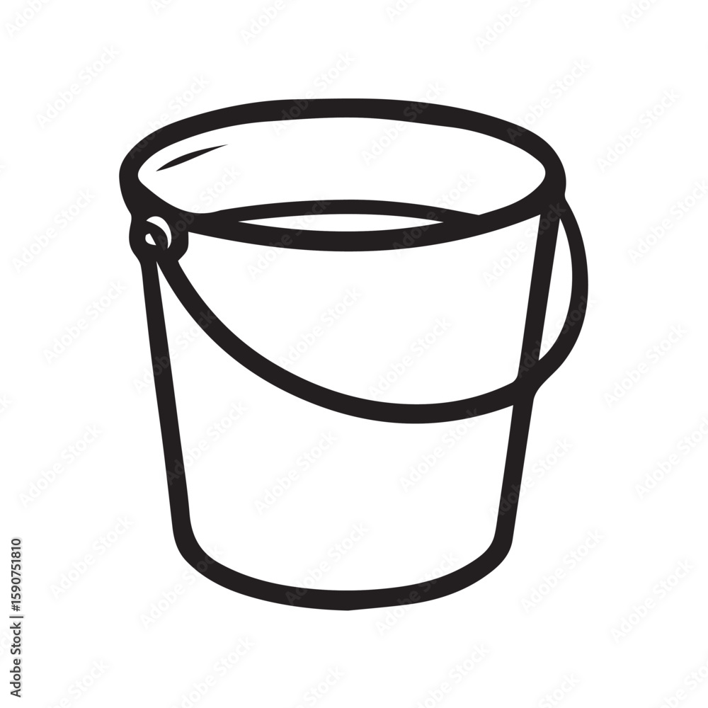 A black and white vector of a water filled bucket, outlined in bold ...