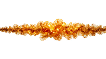 Wall Mural - Golden fluid wave isolated on a transparent field, luminous abstract design with movement and