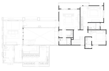Naklejka na meble Vector Layout Plan of Residential Second Floor - Bedroom, Walk-in Closet, and Bathroom Interior Design