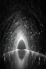 Wall Mural - abstract illuminated tunnel with light and reflection effects