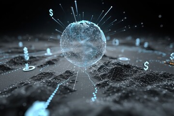 Wall Mural - abstract representation of a global network with financial elements