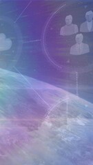 Wall Mural - animation of light spot and network of digital icons over globe against blue background