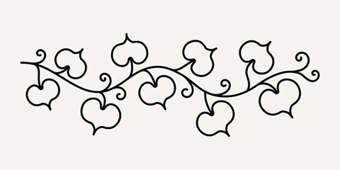 Wall Mural - elegant vine heart pattern design, hand drawn vector