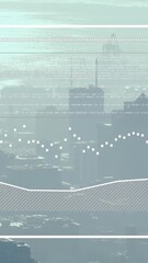 Wall Mural - animation of interface with data processing against aerial view of cityscape