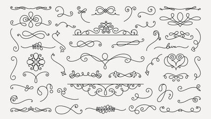 Wall Mural - elegant floral dividers. swirls and leaves create decorative floral dividers. perfect for invitation