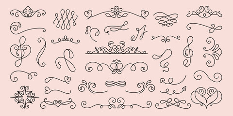 Wall Mural - elegant floral dividers. swirls and leaves create decorative floral dividers. perfect for invitation