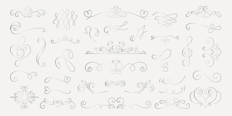 Wall Mural - elegant floral dividers. swirls and leaves create decorative floral dividers. perfect for invitation