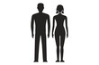 © NasimaH - Standing Male and Female Silhouette Icons Human Body Shape and Anatomy Graphics