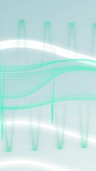 Canvas Print - green waveform and data visualization animation over light blue background
