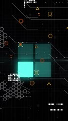 Wall Mural - digital data processing animation with geometric shapes and network connections