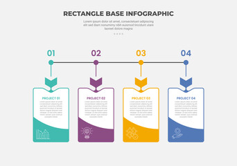 Canvas Print - rectangle shape infographic outline style with 4 point template with timeline horizontal with dot po