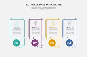 Canvas Print - rectangle shape infographic outline style with 4 point template with double line box with circle bad