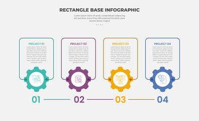 Canvas Print - rectangle shape infographic outline style with 4 point template with timeline style with gear cogwhe