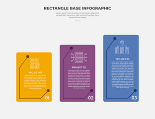 Canvas Print - rectangle shape infographic outline style with 3 point template with vertical box with gradually inc