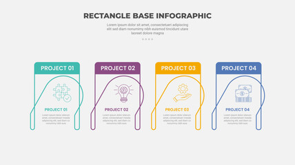 Canvas Print - rectangle shape infographic outline style with 4 point template with creative box with open bottom s