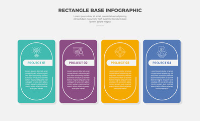 Canvas Print - rectangle shape infographic outline style with 4 point template with round box with capsule line ins