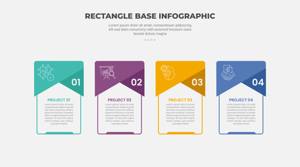 Canvas Print - rectangle shape infographic outline style with 4 point template with creative box with flipping ribb