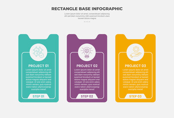 Canvas Print - rectangle shape infographic outline style with 3 point template with vertical box shape like paper b