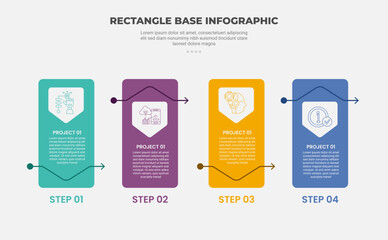 Canvas Print - rectangle shape infographic outline style with 4 point template with vertical box and arrow line up 