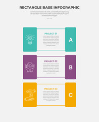 Canvas Print - rectangle shape infographic outline style with 3 point template with long shape with badge on all ed