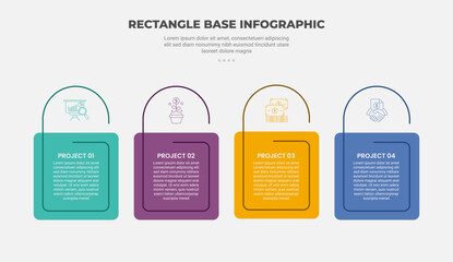 Canvas Print - rectangle shape infographic outline style with 4 point template with round box with half circle line