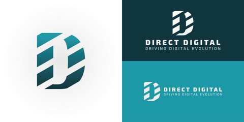 Wall Mural - this modern d logo features diagonal stripes that elegantly form a subtle dd, making it an ideal cho