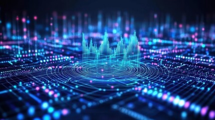 Visualize Data Flow with Futuristic Network and Complex Calculations Concept