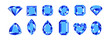 © Sunnydream - Dark blue sapphire gemstones of different shapes isolated on white background. Precious gems set. Vector cartoon flat illustration of  crystals.