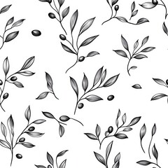Wall Mural - elegant minimalist olive branch seamless pattern design