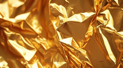 Wall Mural - luxurious shimmering abstract background of crinkled gold foil