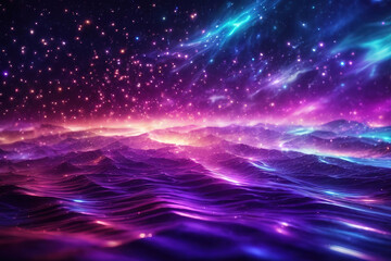 Luxurious Purple and pink fireworks in a dark space