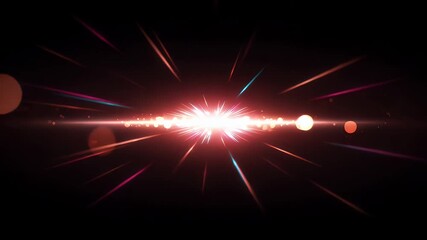 Wall Mural - A bright, radiating light bursts from the center of the dark.  Bokah circles are scattered. Dynamic, energetic visual