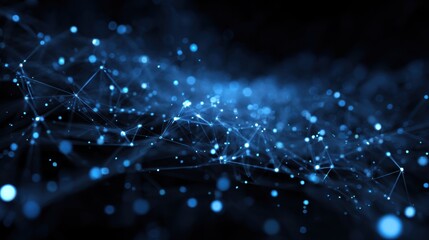 Wall Mural - abstract technology background with glowing blue dots and lines, representing data connections and d