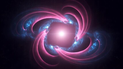 Wall Mural - A celestial vortex features pink and blue energy swirling around a central bright core, surrounded by a starry expanse