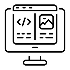a linear style icon representing web designing