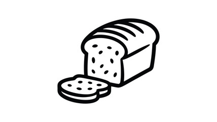 Loaf of Bread with Slice Vector Illustration Outline Style