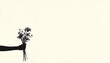 © Haykuhi - Black silhouette hand holding a bouquet of flowers on plain background