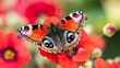 © Olsek - A vibrant butterfly resting on colorful flowers. The vivid colors contrast beautifully with nature. Witness the beauty of transformation in this enchanting scene. Generative AI